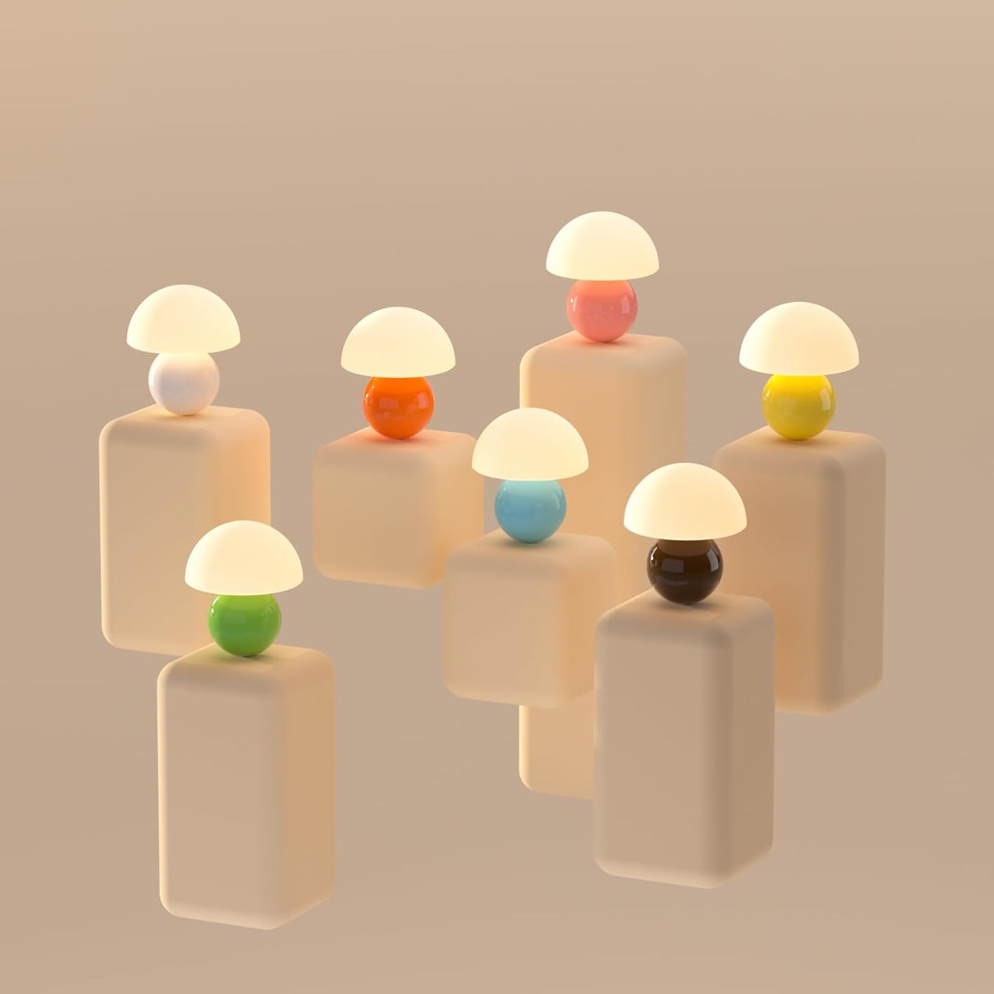 Mushroom Bedside Table Lamp, LED Dimmable Table Lamp, Decorative Living Room, Bedroom Table Lamps, Mushroom Bedside Table Lamp, Ceramic Base Glass, Small Night Lamp (Orange)