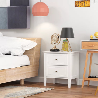 Bedside Table Night Chest of Drawers Bedside Table Bedside Cabinet with 2 Drawers White from Wood Bedside Box Bedroom 50X40X55.5Cm