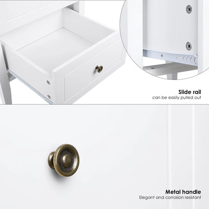 Bedside Table Night Chest of Drawers Bedside Table Bedside Cabinet with 2 Drawers White from Wood Bedside Box Bedroom 50X40X55.5Cm