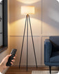 Tripod Floor Lamp, Standing Lamp with Linen Lampshade, Dimmable & Adjustable Color Temperatures, Floor Lamps for Living Room, Bedroom, LED Bulb Included,Black